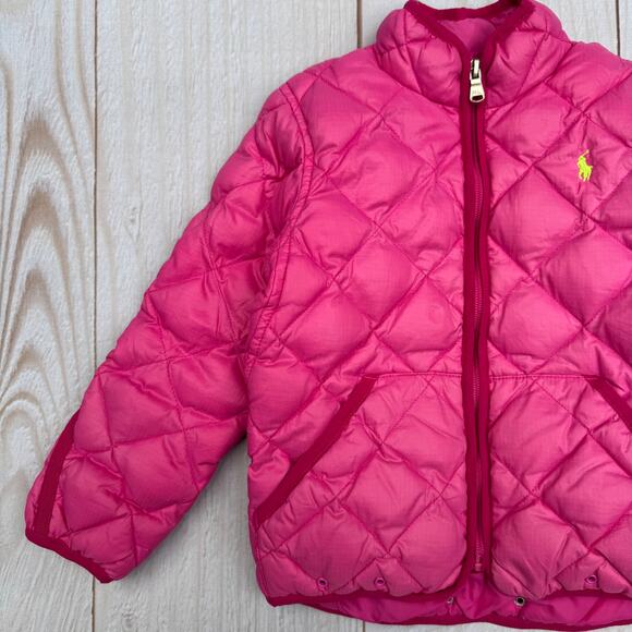 Polo Ralph Lauren Toddler Girls 4T Water-Repellent Duck Down Jacket Pink - Picture 4 of 9
